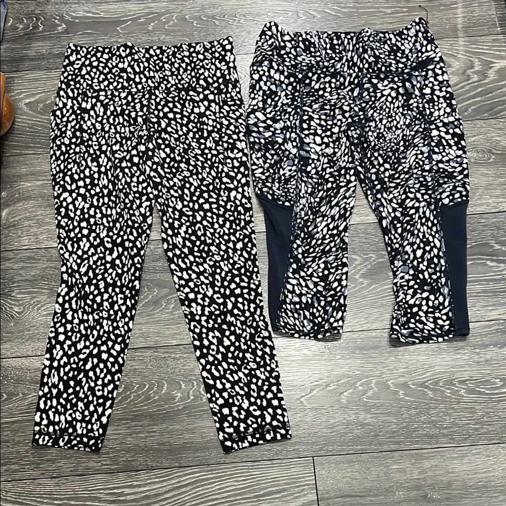 ATHLETA Monochrome womens Leggings with Pattern bundle of 2